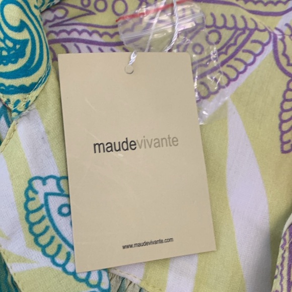 Maude Vivante Noelle Button Up Womens L Collared Camp Shirt Short Sleeve Print - Picture 9 of 13